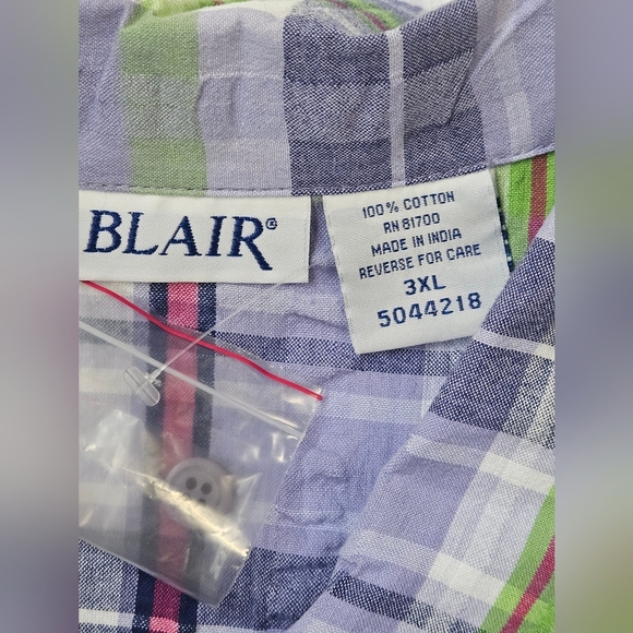 Blair Women's Plaid Button-Up Shirt in Green and Purple Plus 3XL 100%Cotton NWT. - Picture 5 of 5